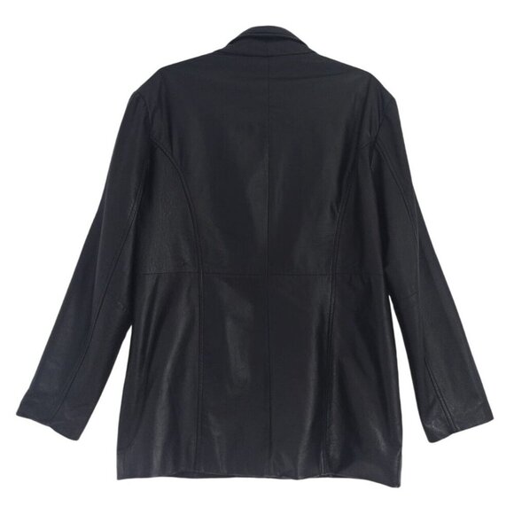 U.S.A Men's Button Front Leather Jacket Black, Size XXL. - Picture 2 of 8